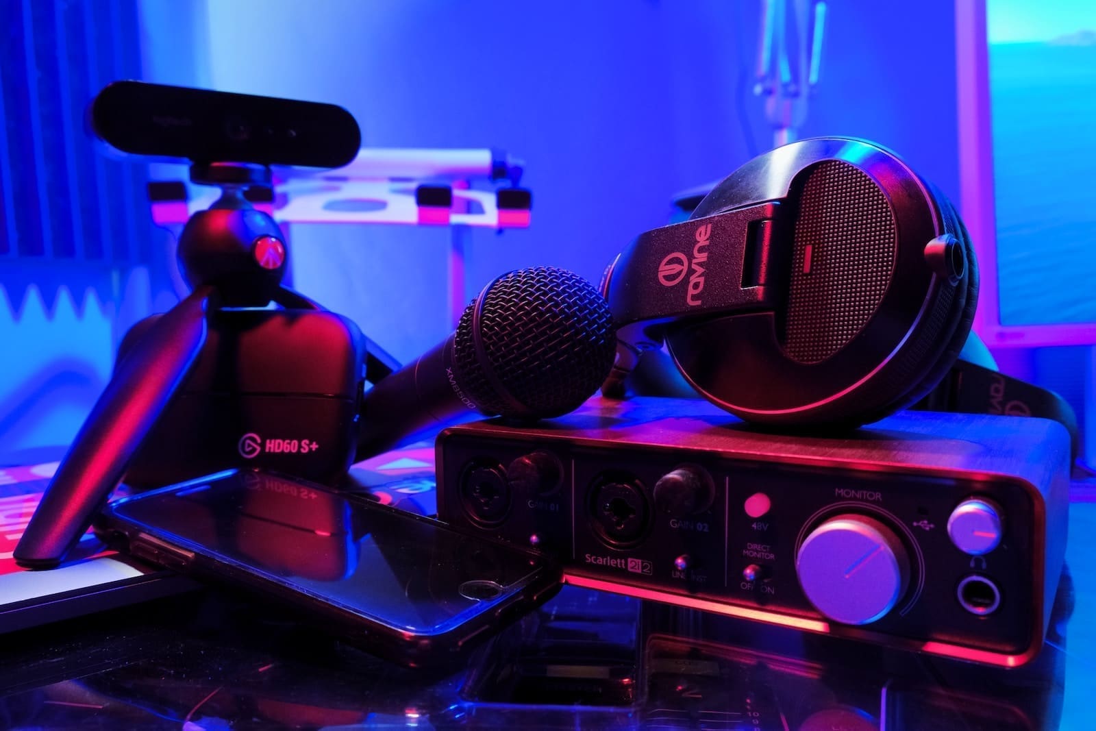 black and gray audio mixer , twitch streamers